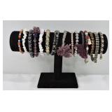 15pc Bracelet Lot Acrylic & Metal