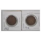 1915 & 1916 Canadian Large Cents