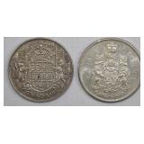 1952 & 1964 Canadian Silver Half Dollars
