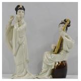 Oriental Lady Figurines w Lute Pair