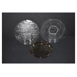 3 Decorative Glass Serving Plates / Platters