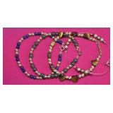 Stone Bead Bracelets w/ Gold Filled Clasps (4)