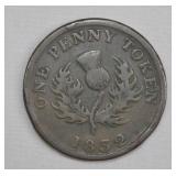 1832 Nova Scotia Thistle Penny Token
