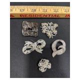 Five Rhinestone Brooches