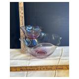 Purple Glass Bowl and Dip Set