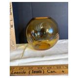 Amber Glass Vase with Leaf Design