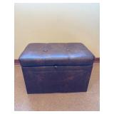 Brown Faux Leather Storage Ottoman