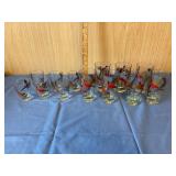 12 Glasses with Flying Bird Design