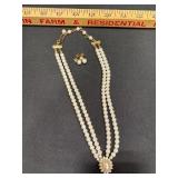 Double-Strand Faux Pearl Necklace Set