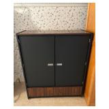 Black Cabinet with Wood Accents