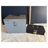 Two Metal Storage Boxes with Handles