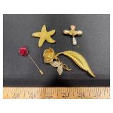 Gold-Tone Brooches and Pins