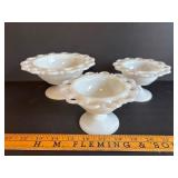 Three Milk Glass Compotes