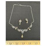 Silver tone Necklace and Earring Set