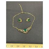 Gold Tone Necklace and Earrings Set