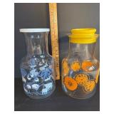 Two Printed Glass Carafes