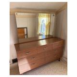 Mid-Century Wooden Dresser with Mirror