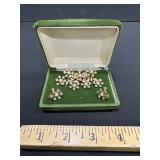 Gold Floral Brooch and Earring Set