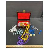 Jewelry Box with Various Beaded Necklaces