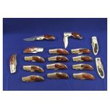 GROUP OF (18) FOLDING POCKET KNIVES, 3", 440
