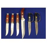 GROUP OF (6) FIXED BLADES, AMERICAN MINT; (3)