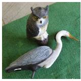 GROUP OF VARIOUS DECOYS, (1) OWL DECOY, (1)