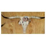 LONG HORN BULL SKULL, 46" SPREAD, WITH HORSE AND