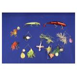VARIOUS FISHING LURES, SPINNER AND DIVE BAITS, 10