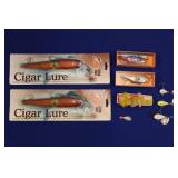VARIOUS FISHING LURES, RATTLER, FLIES, SPINNER