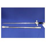 SWORD, 25", WITH METAL SCABBARD AND CLOTH CASE