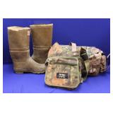 VARIOUS HUNTING GEAR, VEST, PAD SEAT, (3) STORAGE