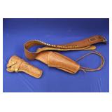 GUN HOLSTER, (1) LEATHER BELT WITH HOLSTER, .22