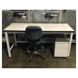 Lab Desk With Filing Cabinet and Chair