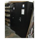Black Storage Cabinet with contents