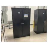 Black Storage Cabinets w/Shelves and Contents