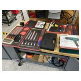 Storage Cabinet w/ Butcher Block Top Contents Incl