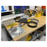 Wood Top Work Table with Contents