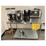 Stainless Table, Toaster Oven, Coffee Makers