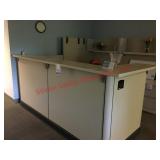 Front Desk Cubicles with Desks and File Cabinets