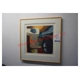 Grey, Brown, and Yellow Abstract Framed Artwork