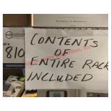 Metal Shelving Rack with Contents