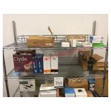 Metal Shelving Rack with Miscellaneous Contents