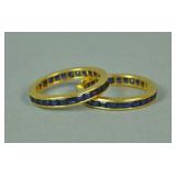 (2) TIFFANY & CO. 18K SAPPHIRE ETERNITY BANDS