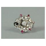 14K RETRO RUBY & DIAMOND RING