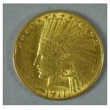 1911 US GOLD INDIAN HEAD EAGLE $10 COIN