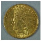 1915 US GOLD INDIAN HEAD EAGLE $10 COIN