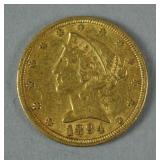 1894 US GOLD CORONET HEAD HALF EAGLE $5 COIN 1894 US GOLD CORONET HEAD HALF EAGLE $5 COIN
