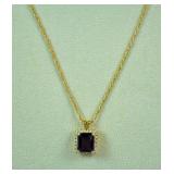 14K AMETHYST & DIAMOND PENDANT ON CHAIN 14K AMETHYST & DIAMOND PENDANT ON CHAIN