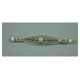 PLATINUM-TOP DIAMOND FILIGREE BAR PIN