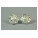 PAIR 14K DIAMOND BUTTON EARRINGS